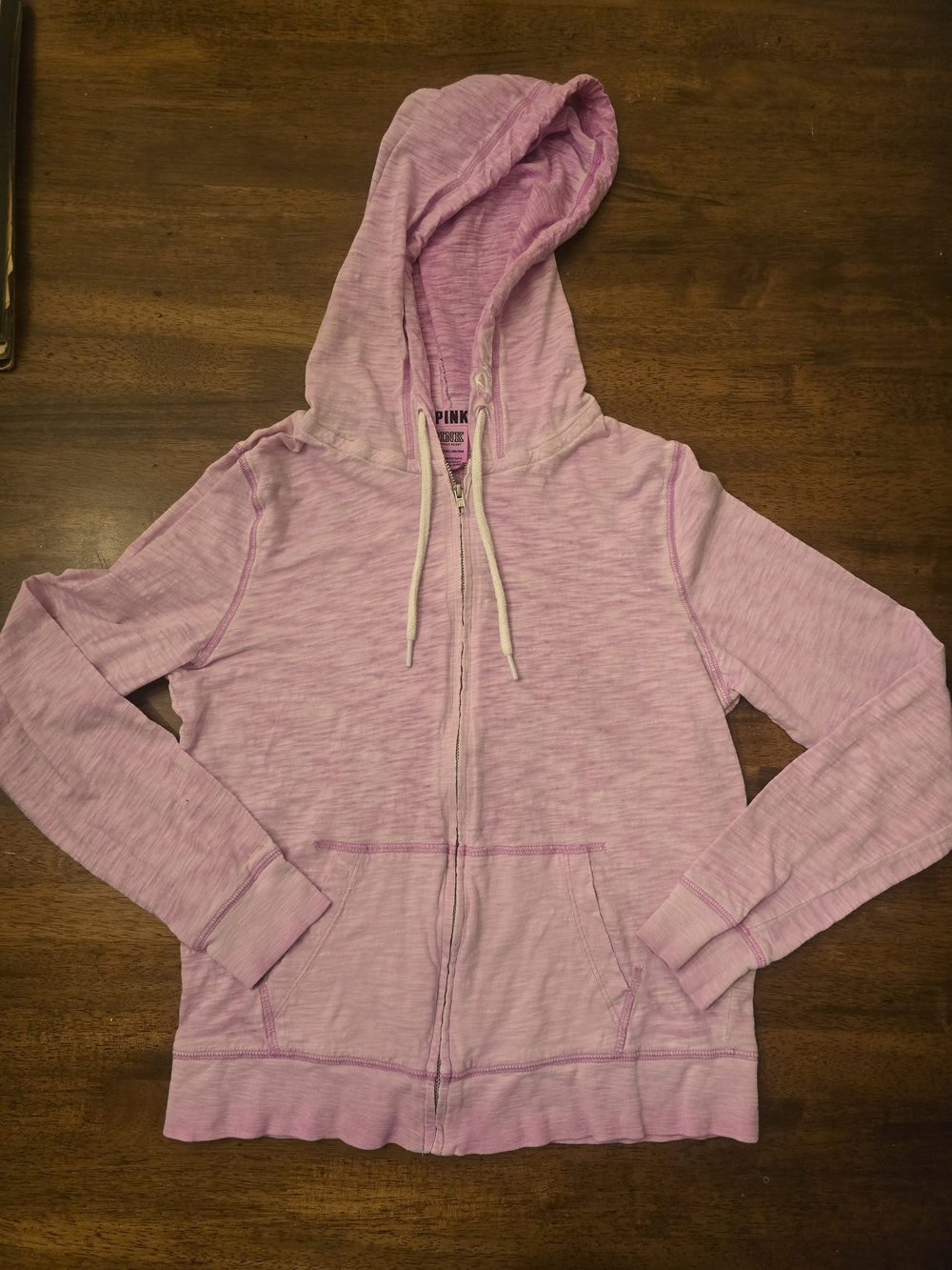 PINK Victoria's Secret Heathered Light Pink Zip Hoodie